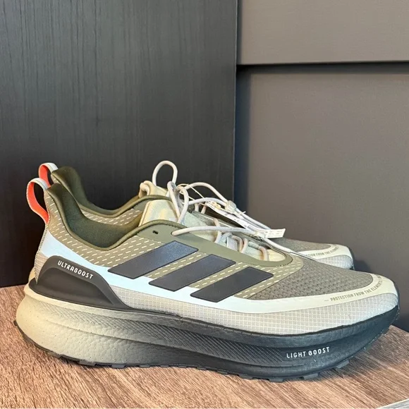 adidas Ultraboost Men's 5TR Silver Pebble Olive Green & Blue Light Boost Running - Picture 3 of 5